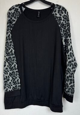 Alle Grace Black & Gray Long Sleeve Sweater Blouse Women's 22W